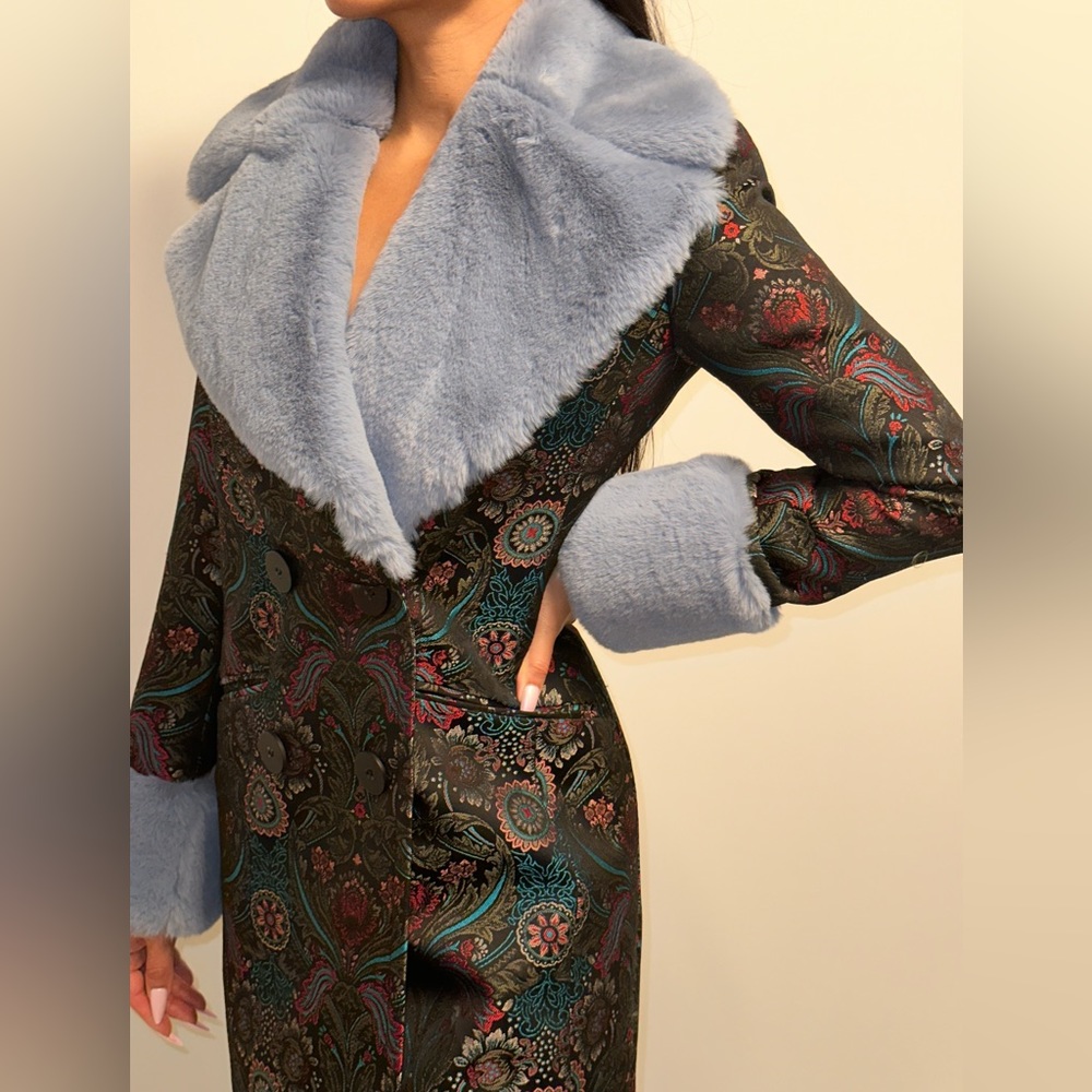ASOS floral faux fur coat